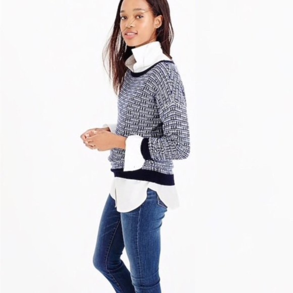 J.Crew Blue & Silver Wool Sweater Classic Preppy Style Size S